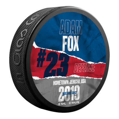 New York Rangers Inglasco Fox Hometown Puck - Back View
