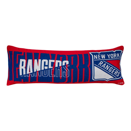 Northwest Rangers Overshift Jacquard Body Pillow - In Blue And Red - Front View
