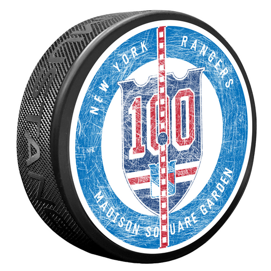 Mustang Rangers Centennial Center Ice Logo Puck - Front View
