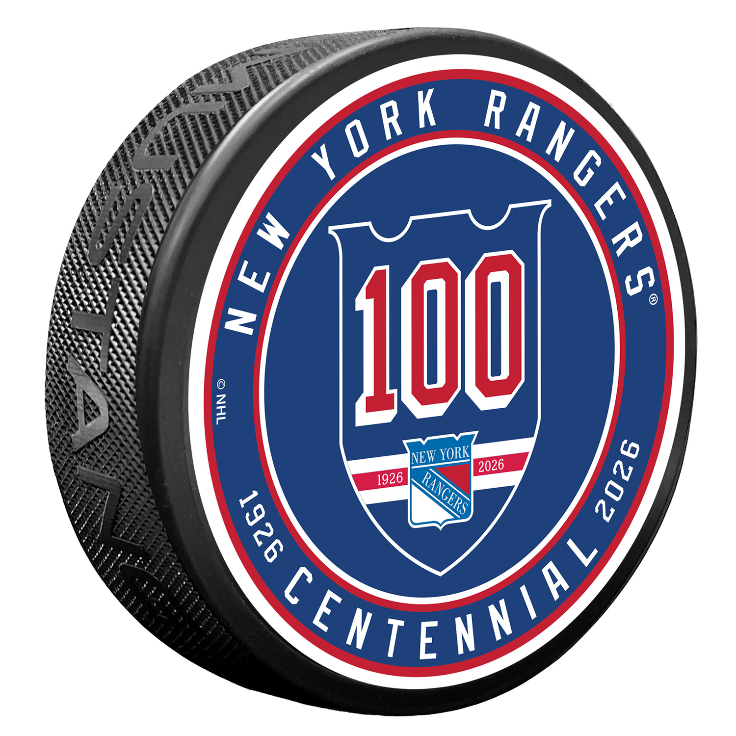 Mustang Rangers Centennial 100th Primary Logo Puck - Front View
