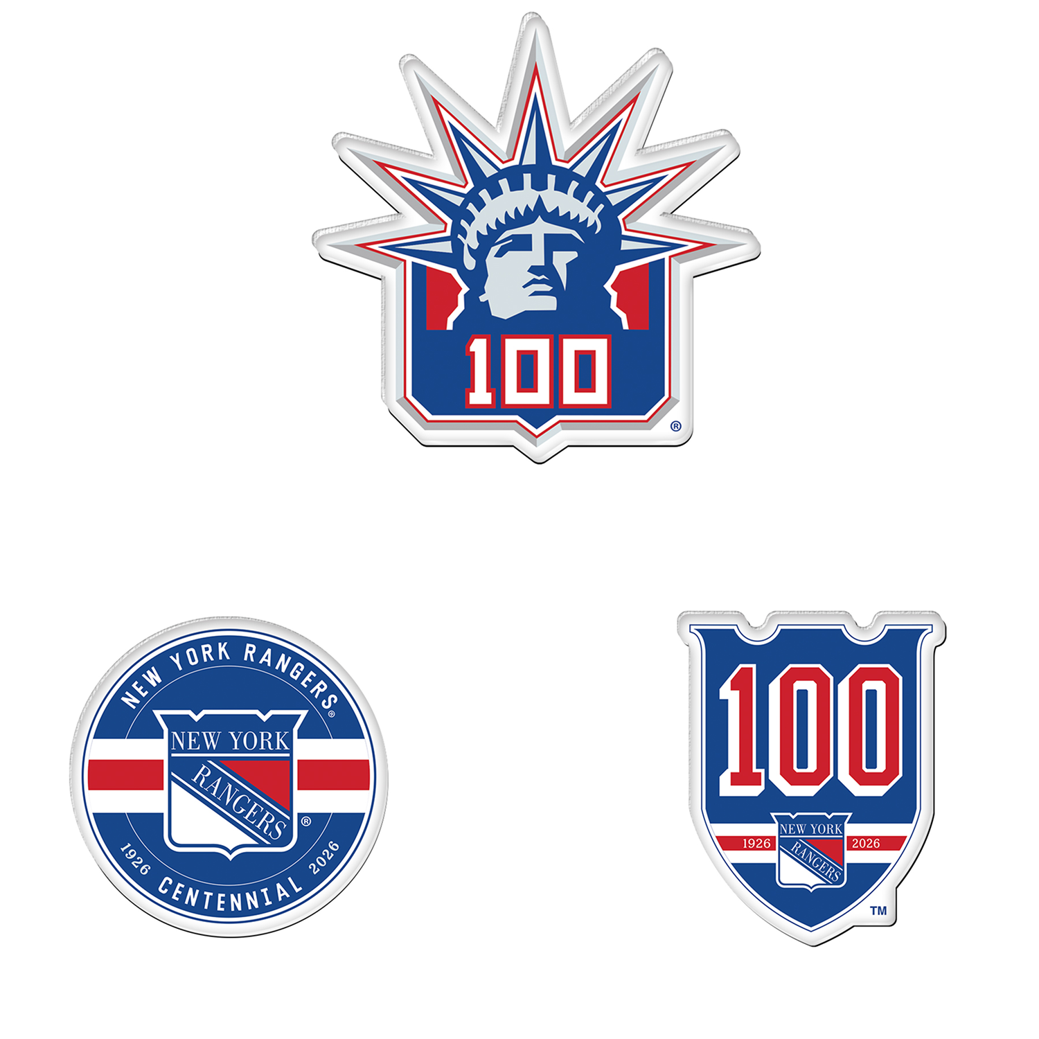 Wincraft Rangers Centennial Acrylic Magnet 3-pack - Front View