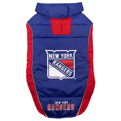 New York Rangers Pet Puffer Vest - Front View