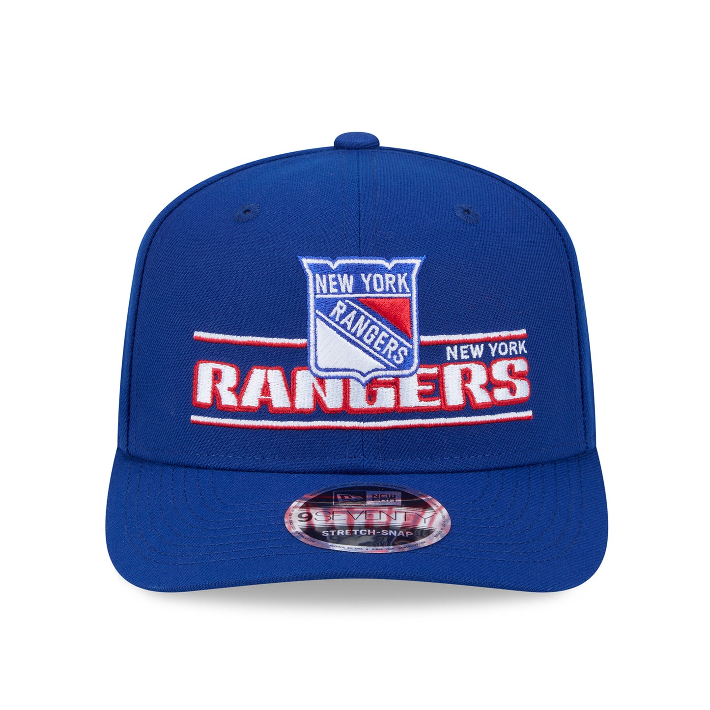 Youth New Era Rangers Stated 970 Stretch Snapback Royal - Front View