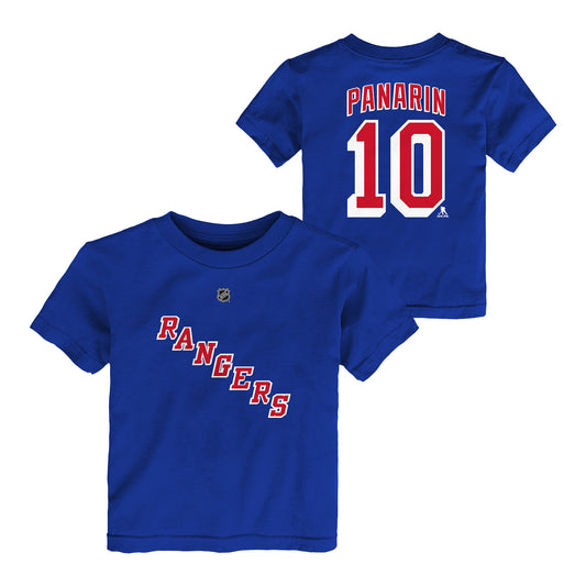Toddler Rangers Artemi Panarin Name & Number Tee In Blue - Front & Back View