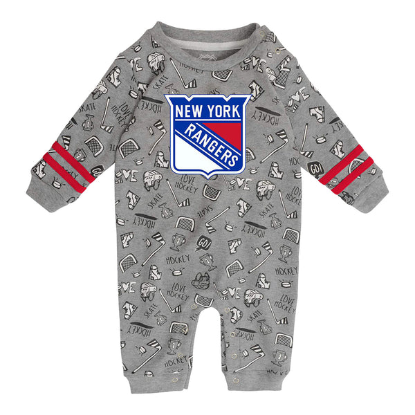Infant Rangers Gifted Player Long Sleeve Coverall - In Grey - Front View