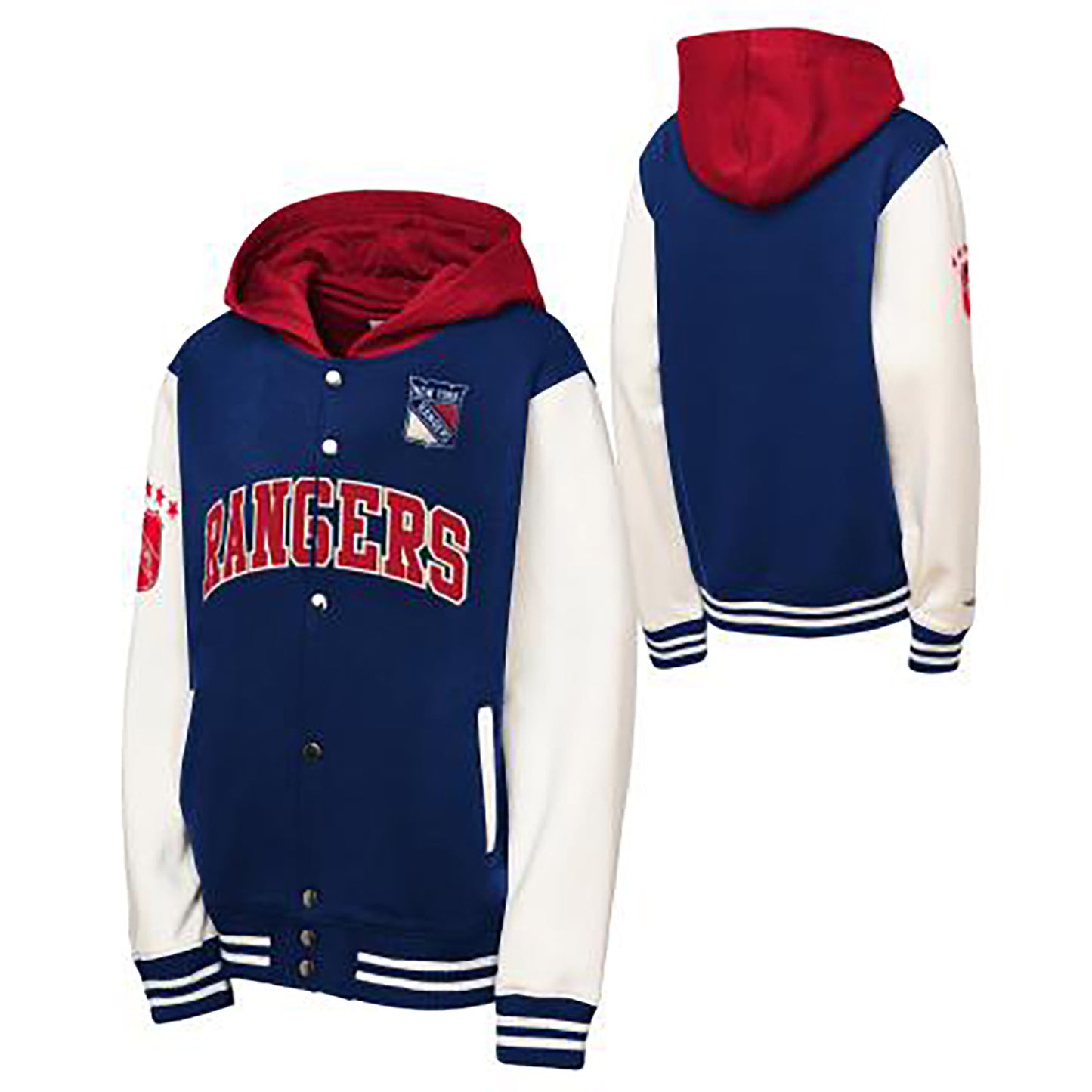 Youth Mitchell & Ness Rangers Hooded Fleece Jacket - Full View