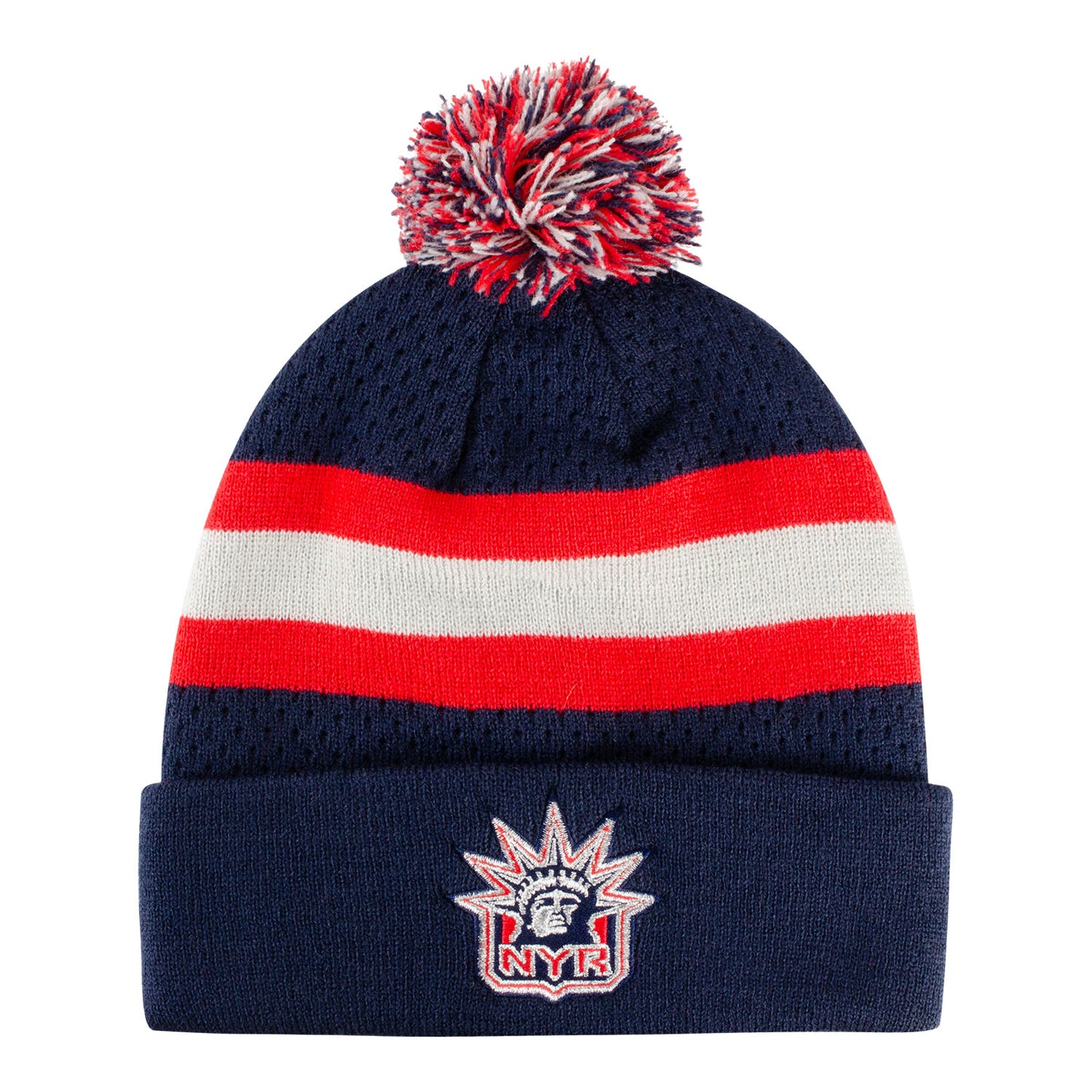 Youth Liberty Stripe Cuffed Pom Knit Hat