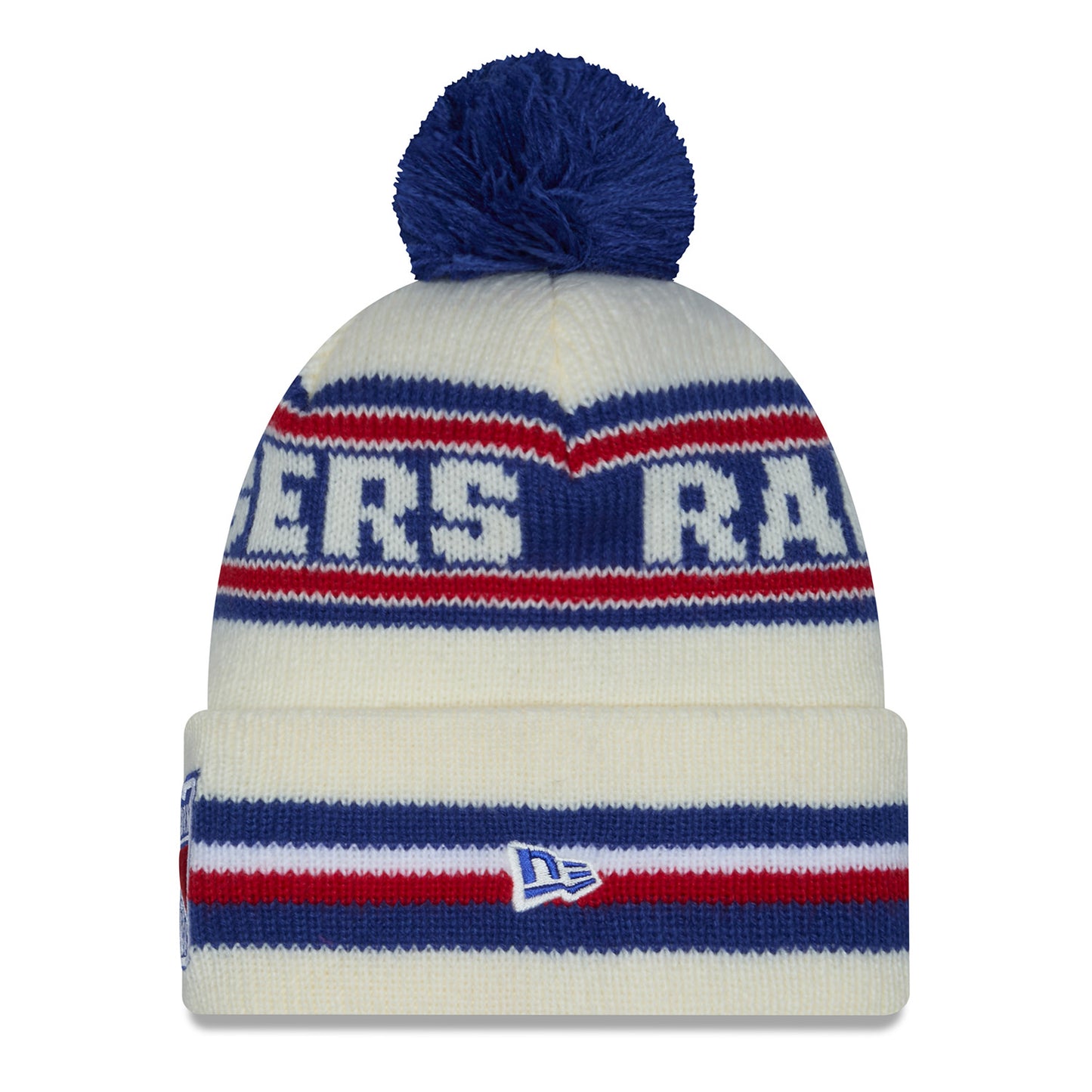 Youth New Era Rangers Classic Chrome/Royal Knit Pom - Side View
