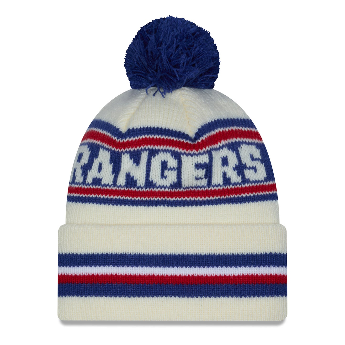 Youth New Era Rangers Classic Chrome/Royal Knit Pom - Back View