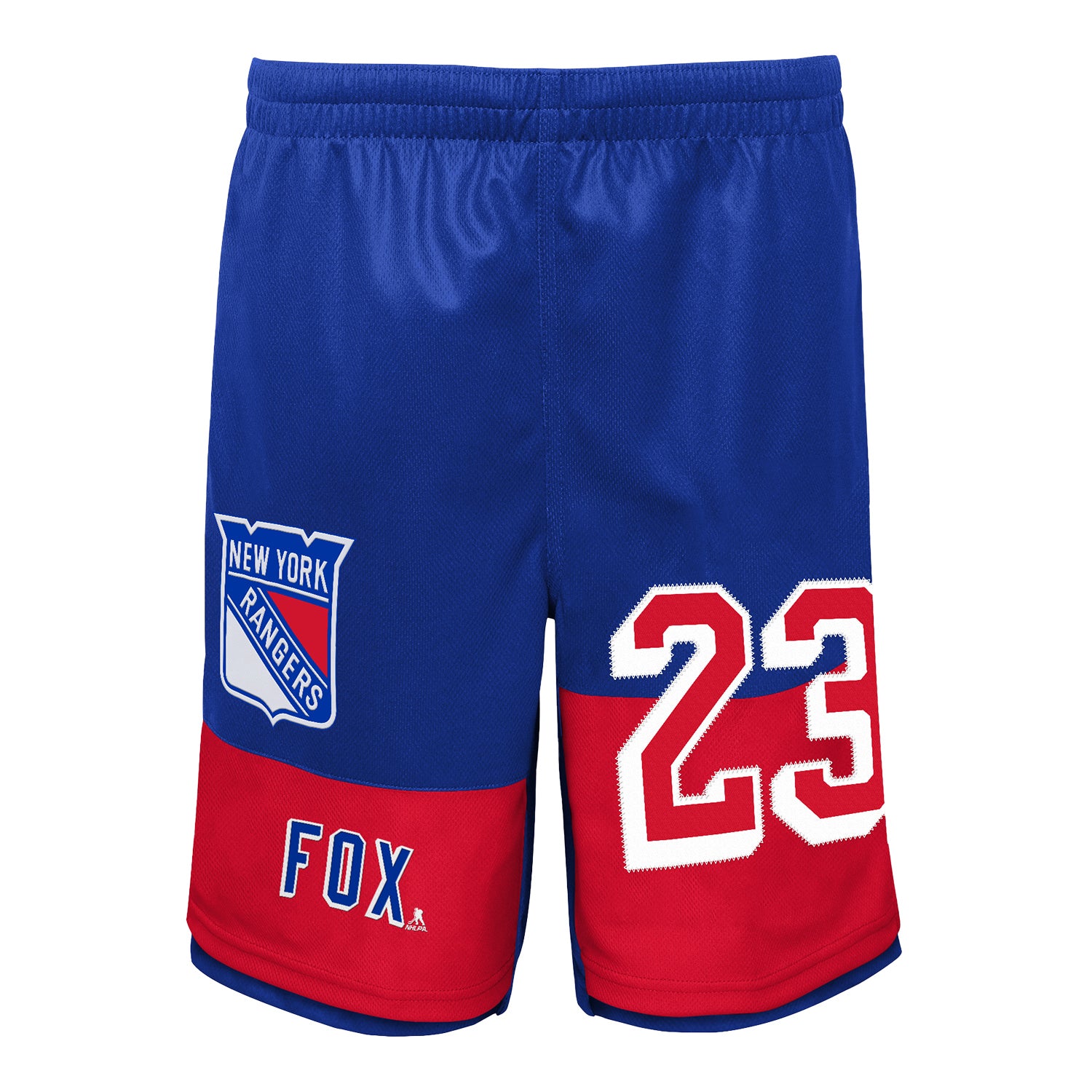 Youth Adam Fox Pandemonium Name & Number Shorts - In Blue - Front View