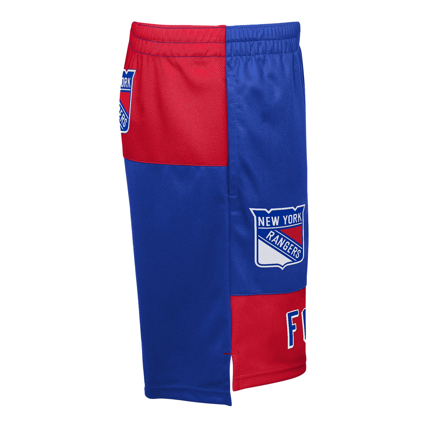 Youth Adam Fox Pandemonium Name & Number Shorts - In Blue - Left View