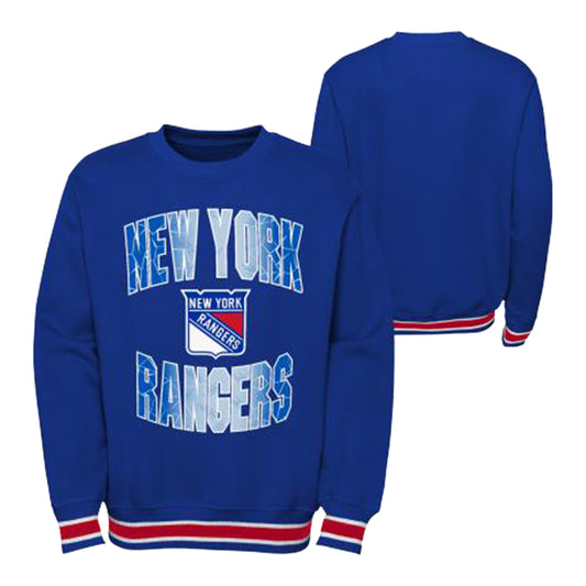 Youth Rangers Classic Blueliner Crew Sweater In Blue - Front & Back View