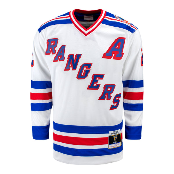 Mitchell & Ness Rangers Brian Leetch 1993 Home Jersey In White - Front View