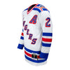 Mitchell & Ness Rangers Brian Leetch 1993 Home Jersey In White - Angled Left View