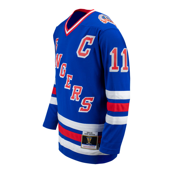 Mitchell & Ness Rangers Mark Messier 1993 Road Jersey In Blue - Angled Left View