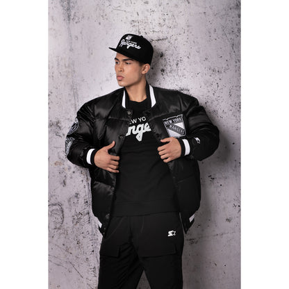 Starter Rangers "Black Ice" Zamboni Down Puffer Jacket - Modeled Front View