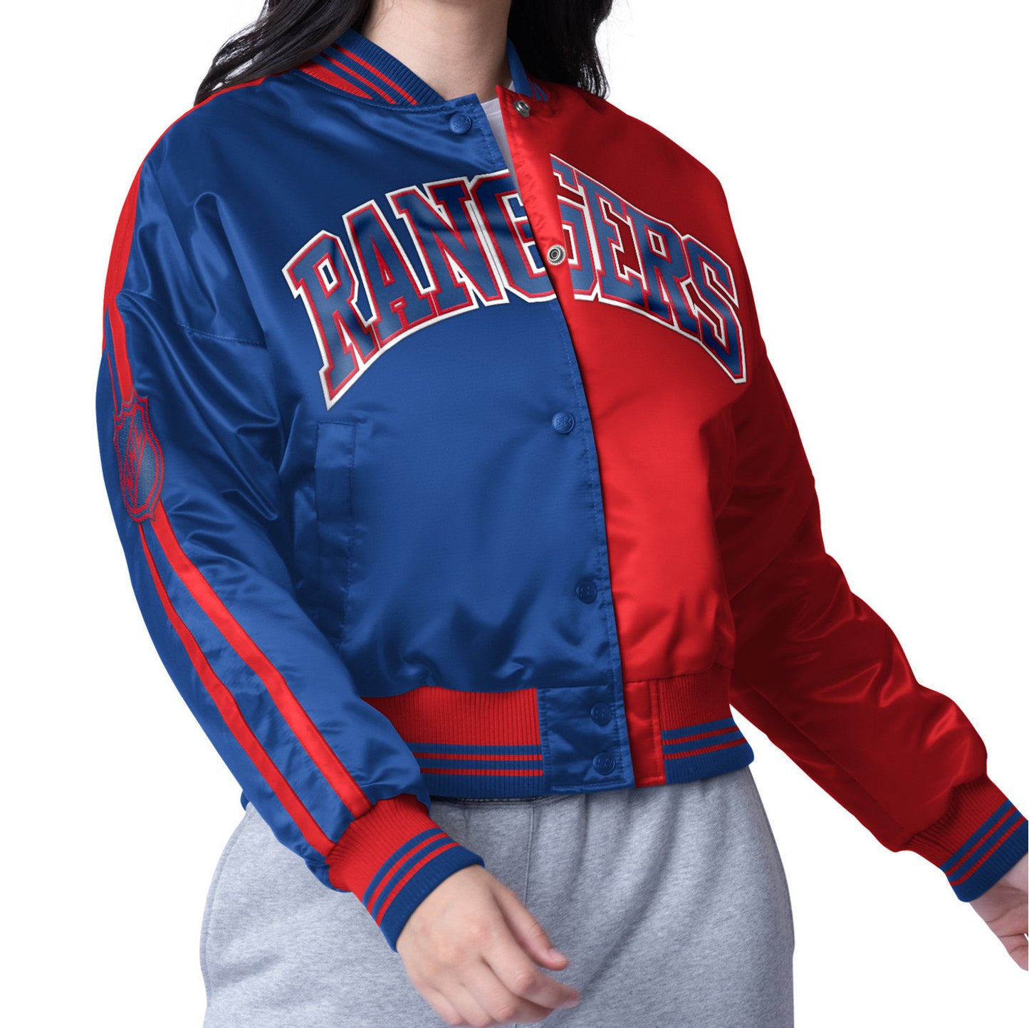 Women's Starter Rangers Zone Blitz Satin Jacket