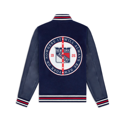 NYON x Rangers Navy Faceoff Varsity Jacket