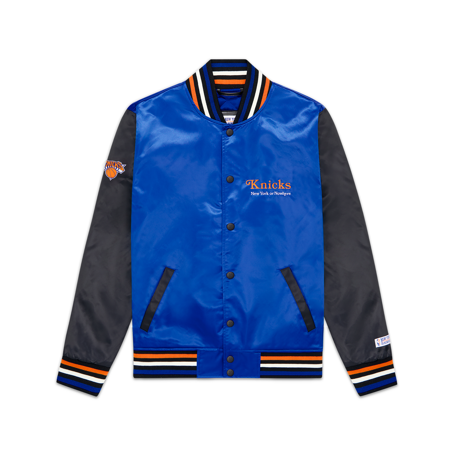 NYON x Knicks Give and Go Satin Varsity Jacket