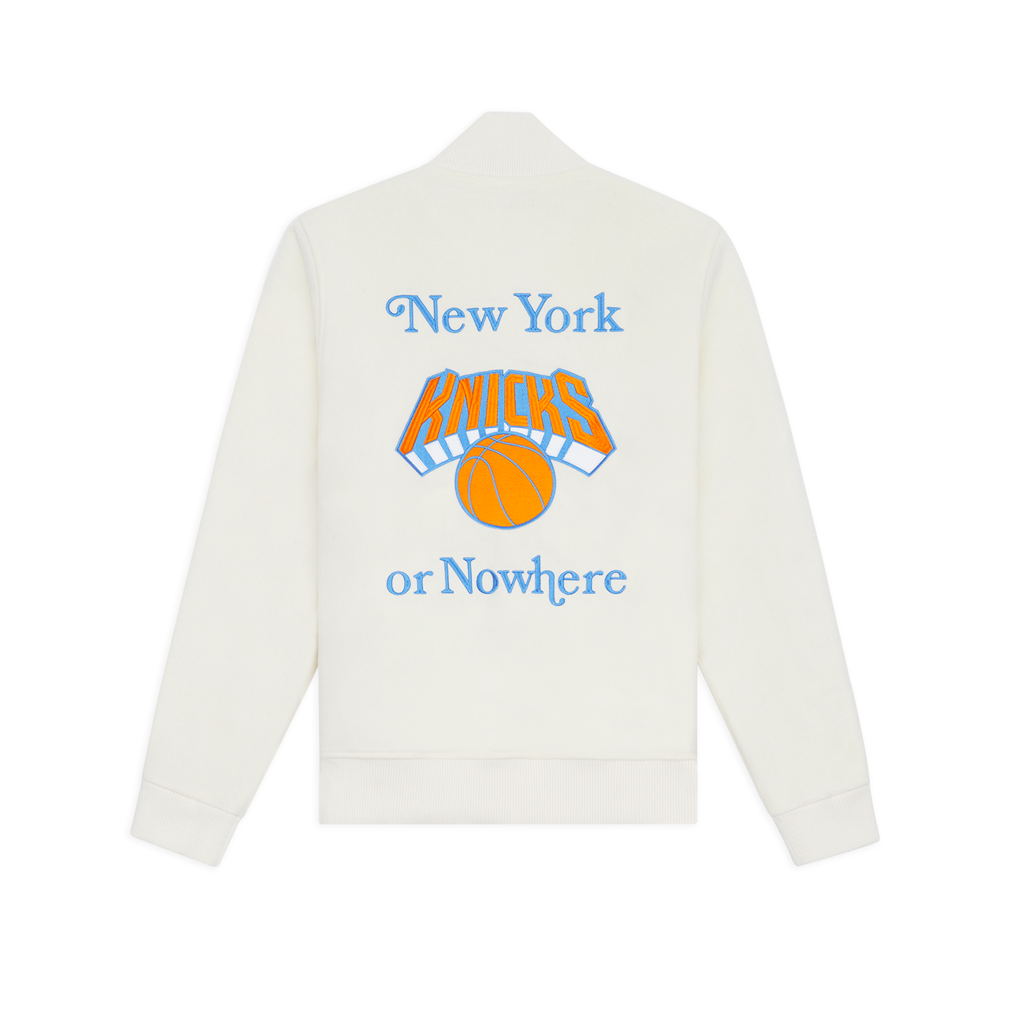 NYON x Knicks Give and Go Cream Varsity Jacket