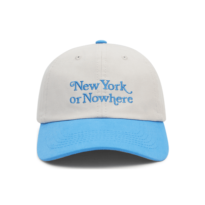NYON x Knicks Motto Cream/Blue Dad Hat - Front View