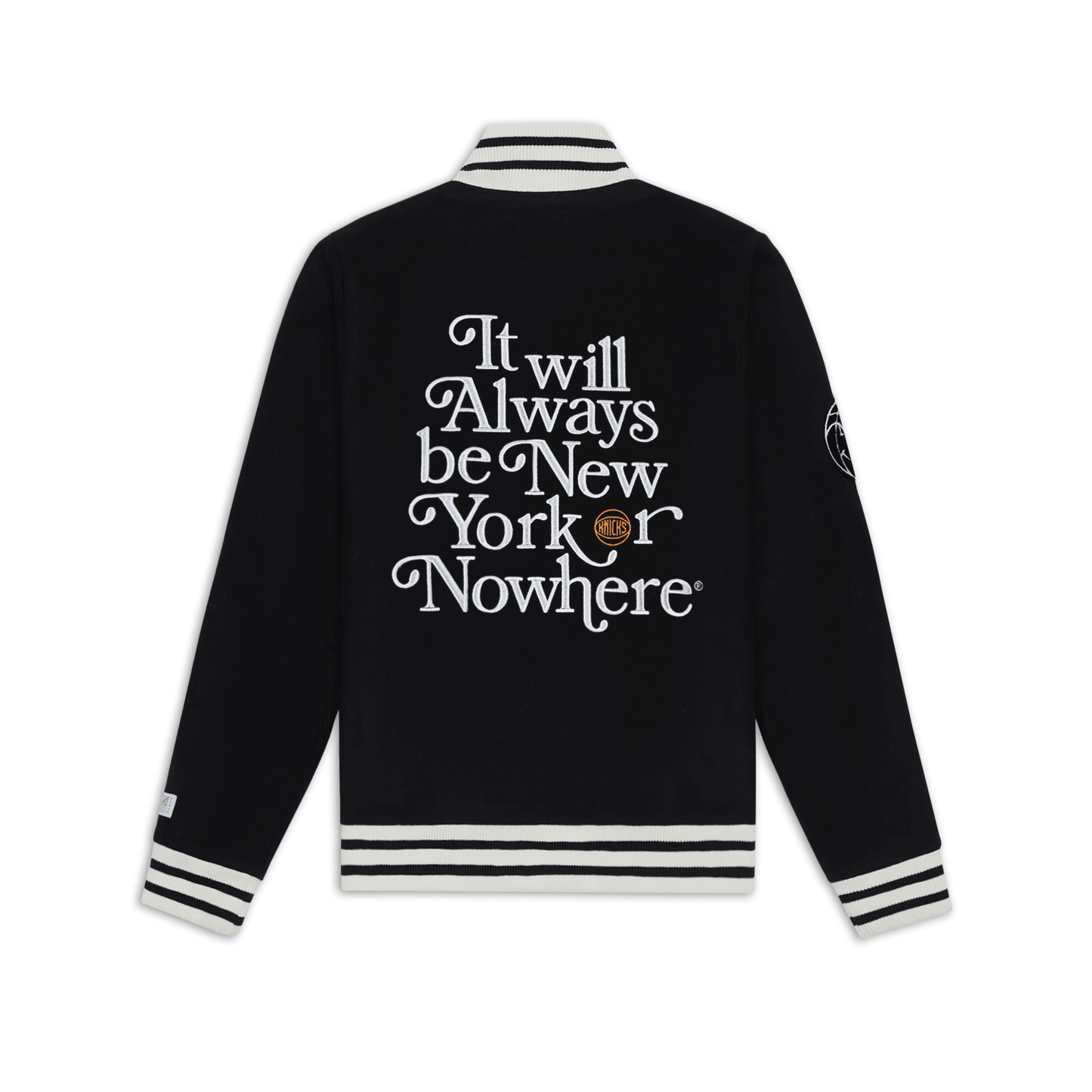 NYON x Knicks Motto Always Varsity Wool Jacket - Back View