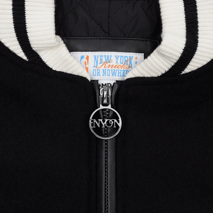 NYON x Knicks Motto Always Varsity Wool Jacket - Collar View