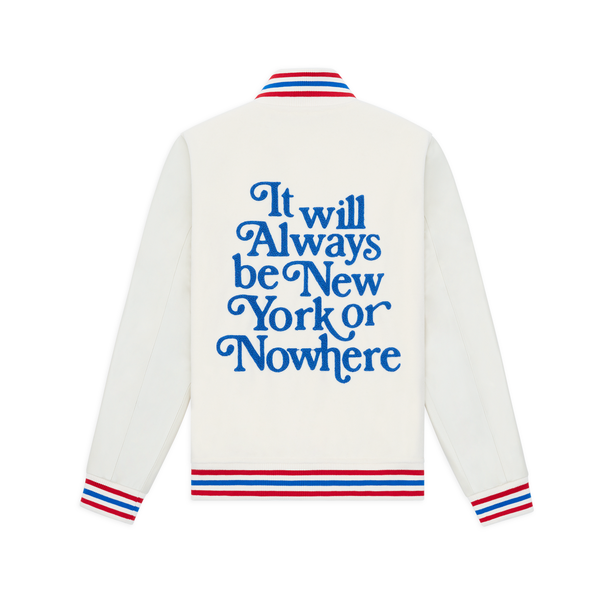 NYON x Rangers Cream Motto Varsity Jacket