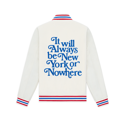 NYON x Rangers Cream Motto Varsity Jacket