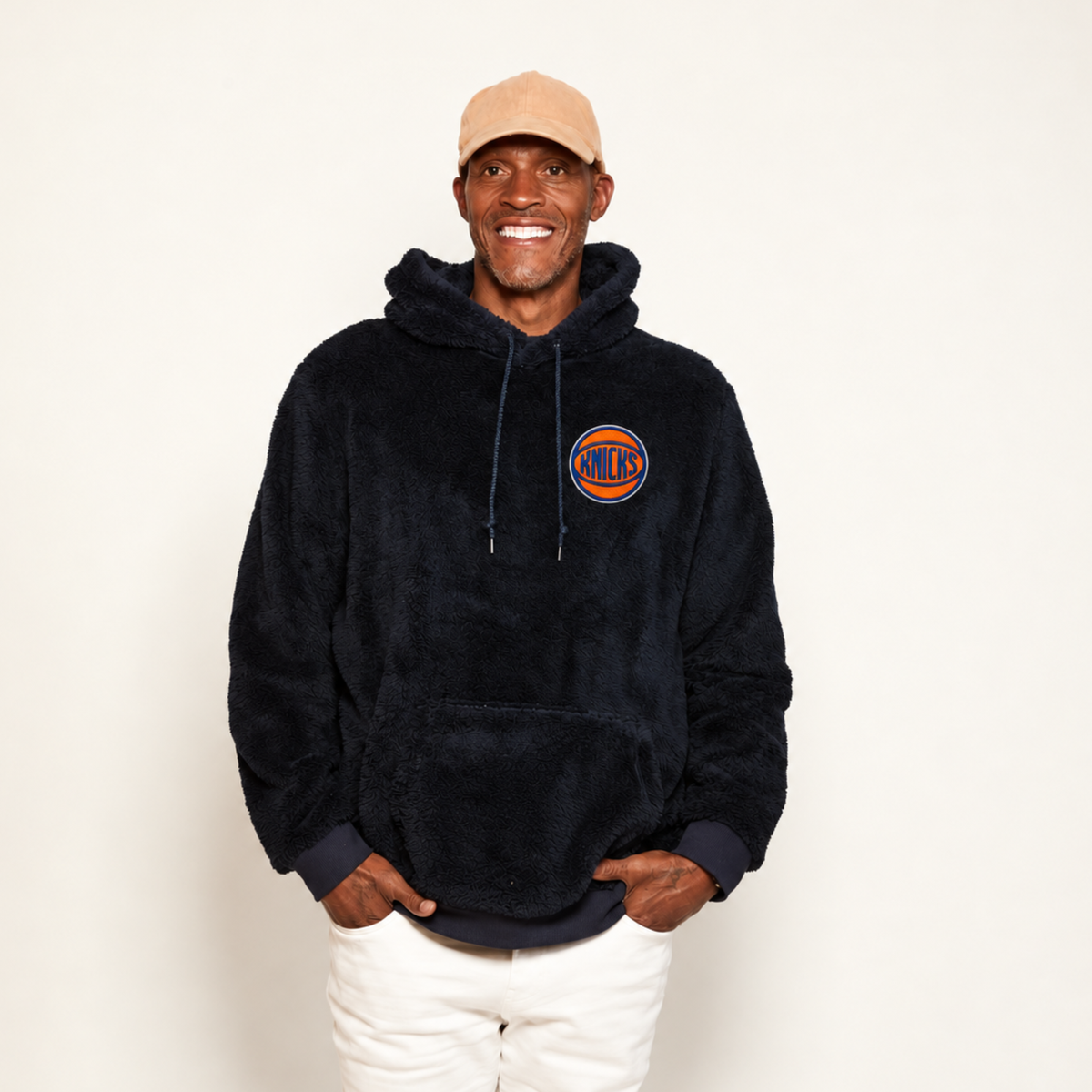 Jill Martin Knicks Navy Unisex Classic Sherpa Hoodie