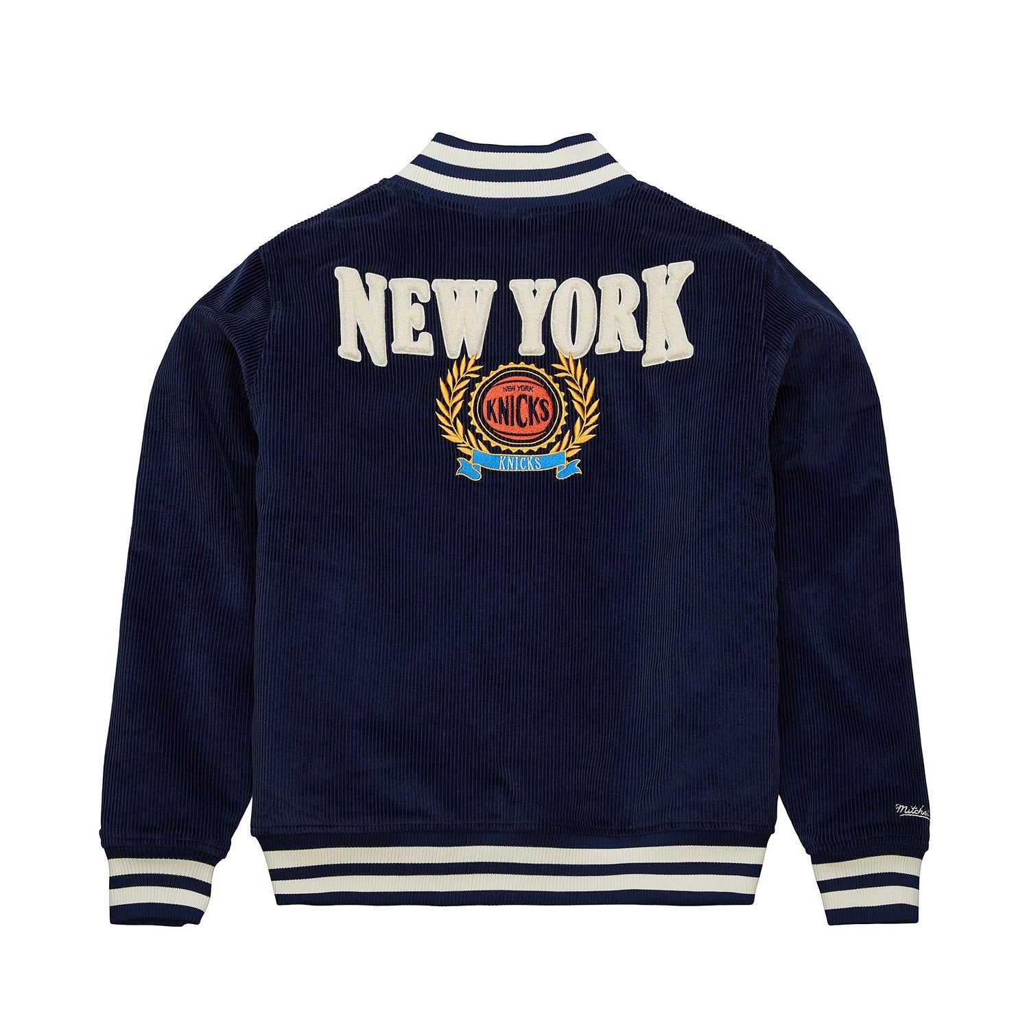Mitchell & Ness Knicks Collegiate Varsity Jacket - Back View