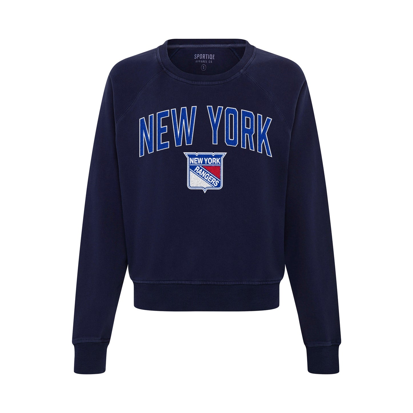 Women's Sportiqe Rangers Drexel Navy Ashlyn French Terry Crew