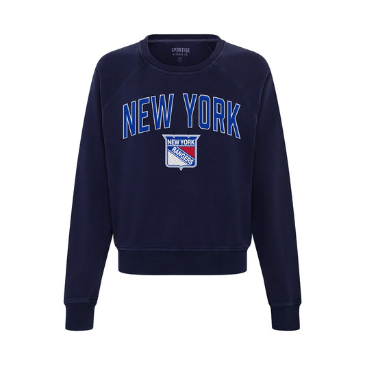 Women's Sportiqe Rangers Drexel Navy Ashlyn French Terry Crew