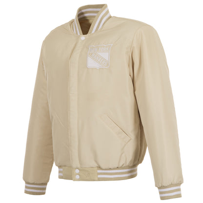 JH Design Rangers Reversible Tan/White Varsity Jacket