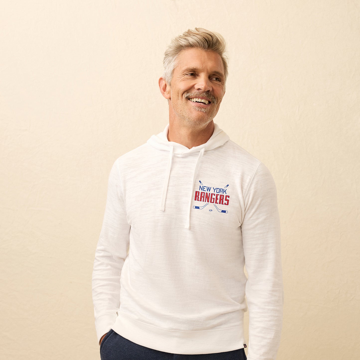 Faherty Rangers White Sunwashed Slub Hoodie