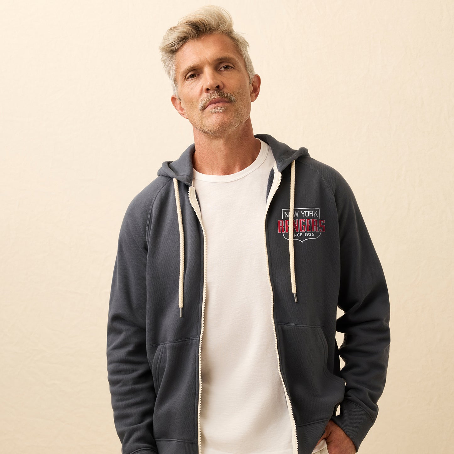 Faherty Rangers Navy High Standard Fleece Full Zip Hoodie