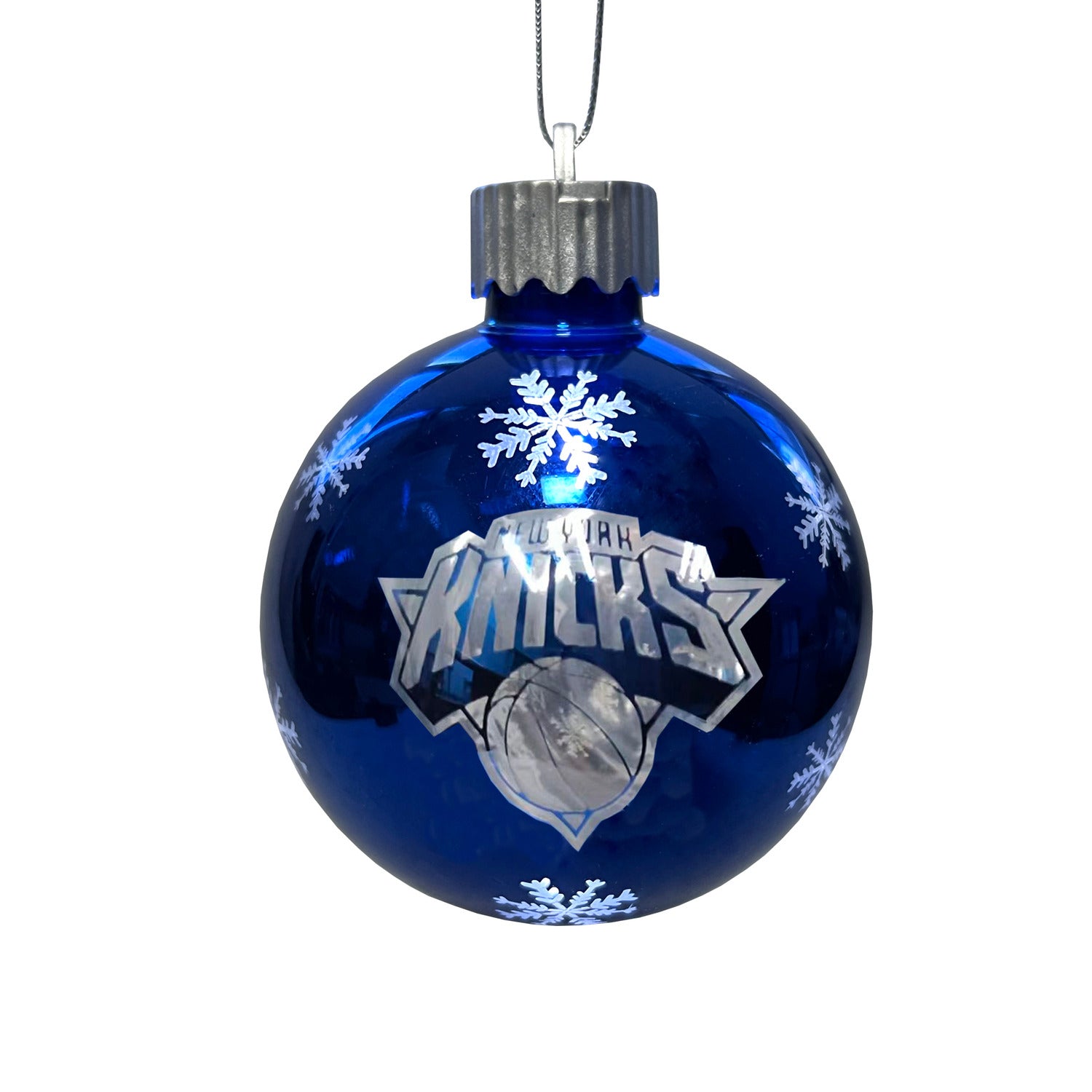 New York Knicks Light Up Glass Ball Holiday Ornament - Front View