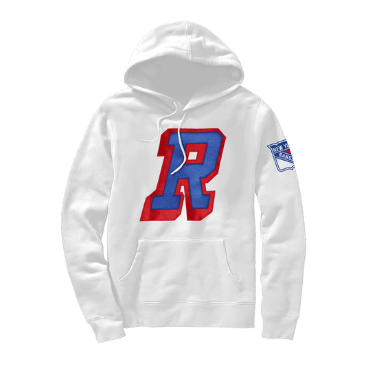 We Bleed Blue Rangers White R Twill Hood