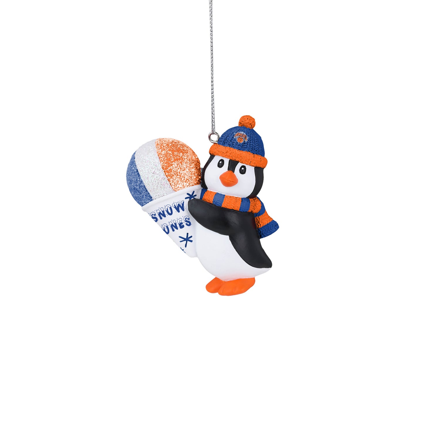 New York Knicks Penguin Snowcone Holiday Ornament - Front View