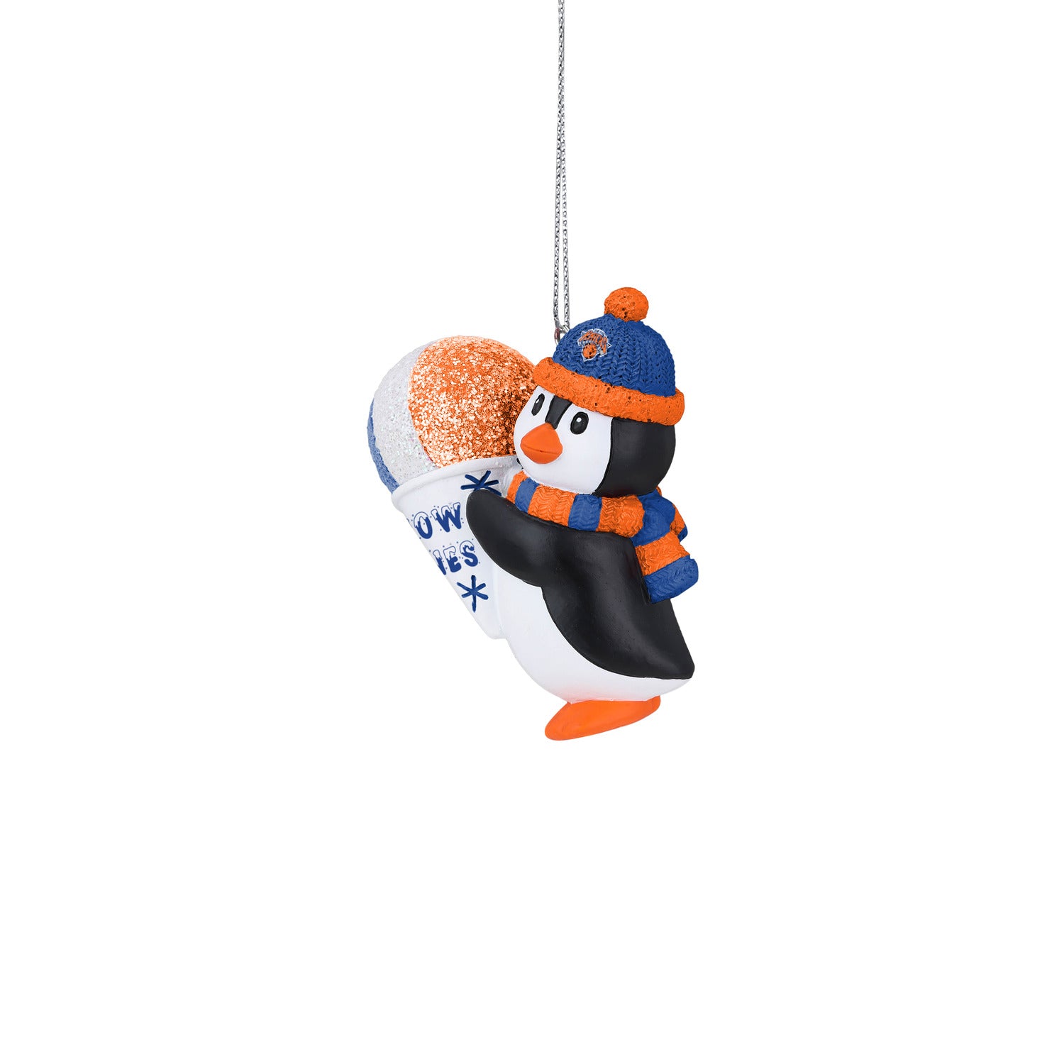 New York Knicks Penguin Snowcone Holiday Ornament - Alternate Front View