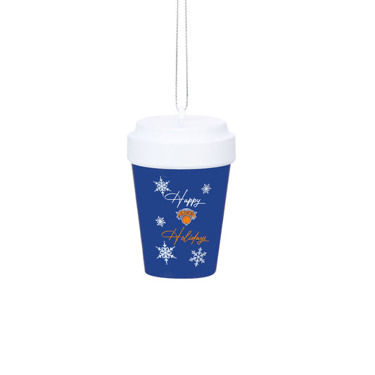 New York Knicks Coffee Cup Holiday Ornament - Front View