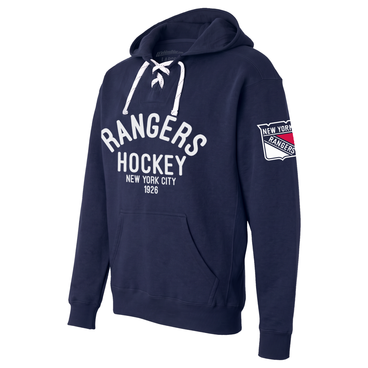 We Bleed Blue Rangers Hockey Navy Lace Up Hood
