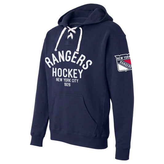 We Bleed Blue Rangers Hockey Navy Lace Up Hood