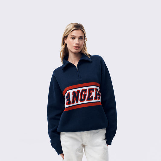 Women's Knit 1/4 Zip Logo Sweater Navy