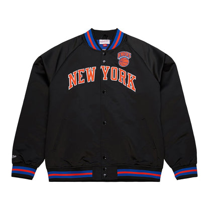 Mitchell & Ness Knicks Black Vintage Wordmark Lightweight Satin Jacket