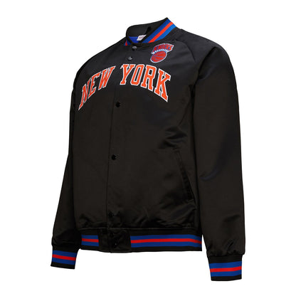Mitchell & Ness Knicks Black Vintage Wordmark Lightweight Satin Jacket