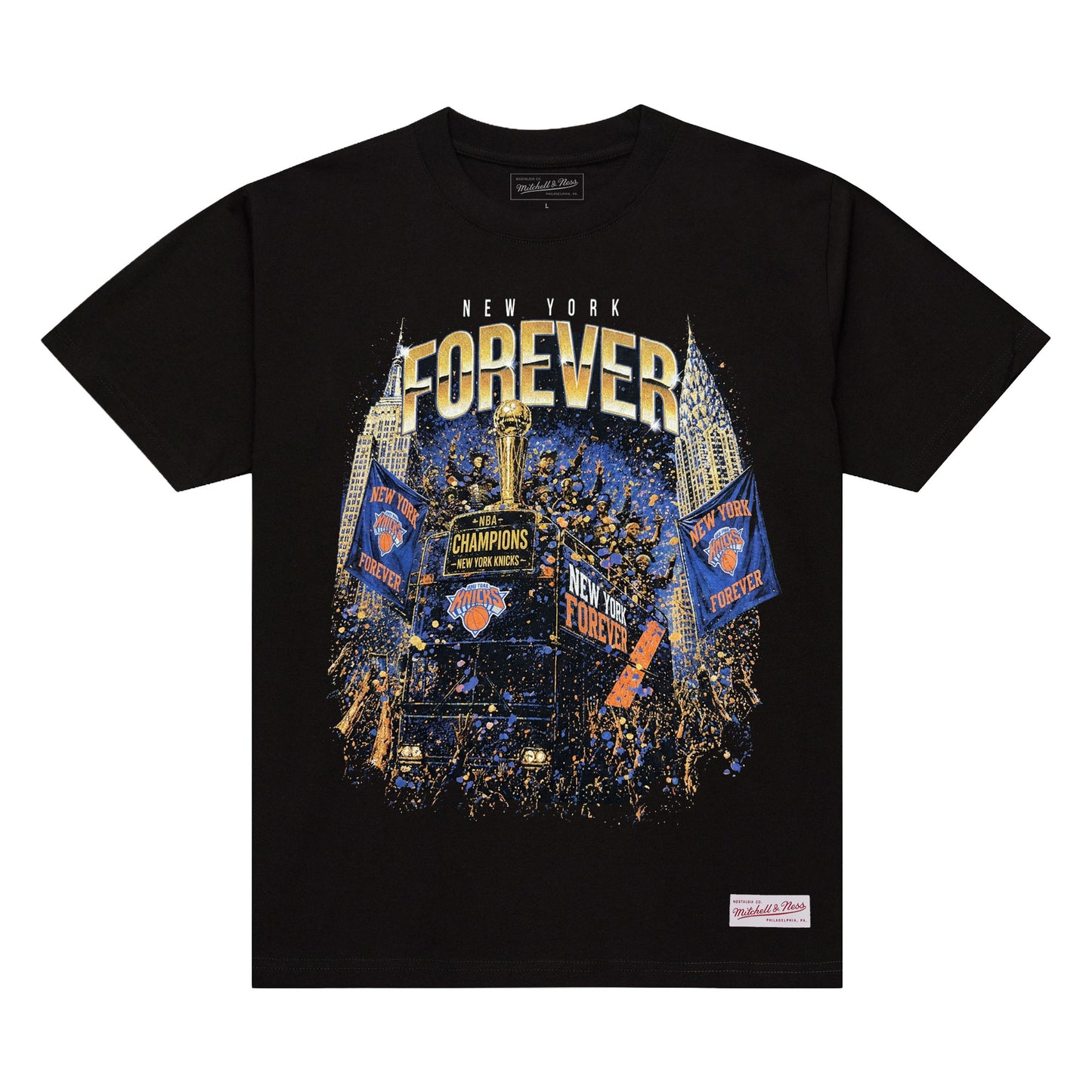 Mitchell & Ness Knicks 2026 NBA Champions Canyon of Heroes Black Tee