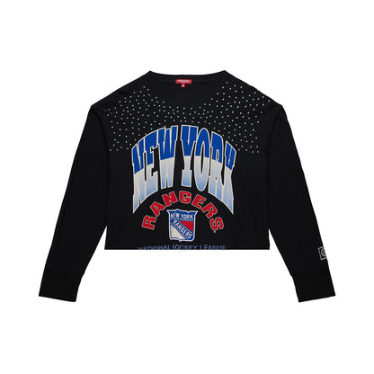 Women's Mitchell & Ness Rangers Boxy Longsleeve Crop Crew