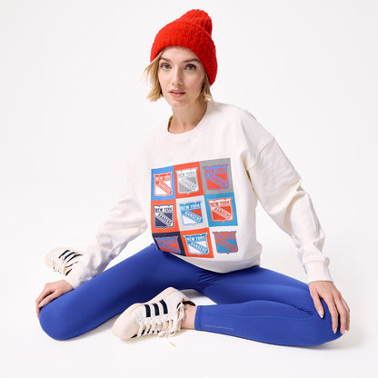 Terez Rangers Women's Cream Neon Logos Technicolor Crew