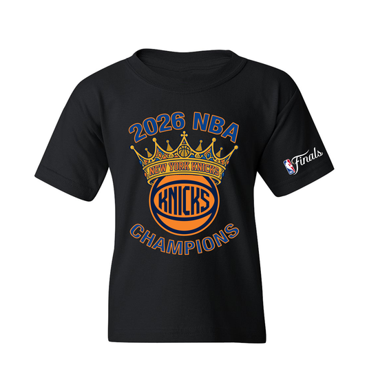 Youth Knicks 2026 NBA Champions Exclusive Ball Logo Crown Tee